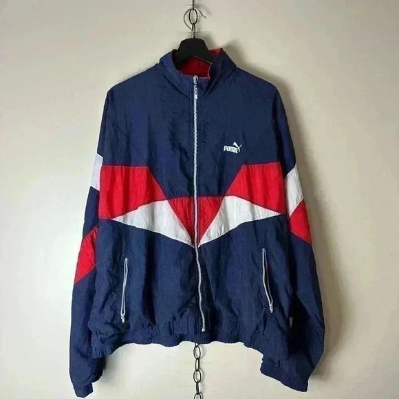 Vintage Puma Colour Blocking Zip-up Light Jacket Large - Picture 1 of 6